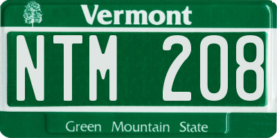 VT license plate NTM208