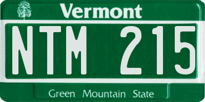 VT license plate NTM215