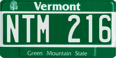 VT license plate NTM216
