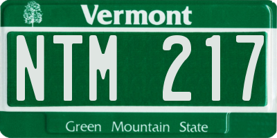 VT license plate NTM217