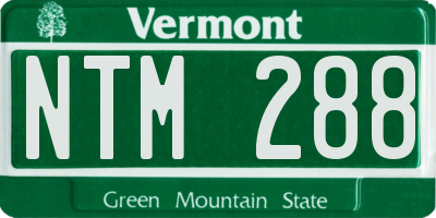 VT license plate NTM288