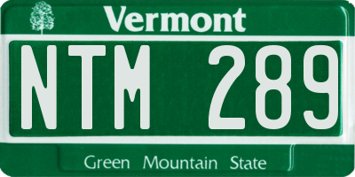 VT license plate NTM289