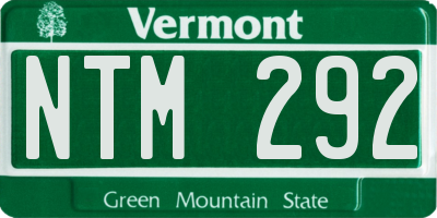 VT license plate NTM292