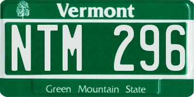 VT license plate NTM296