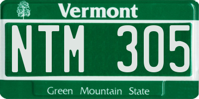 VT license plate NTM305