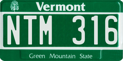 VT license plate NTM316