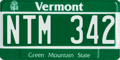 VT license plate NTM342