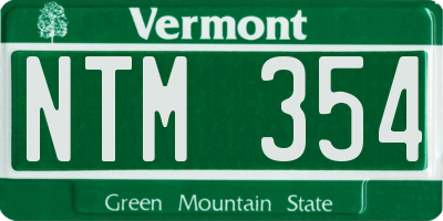 VT license plate NTM354
