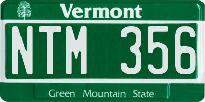 VT license plate NTM356
