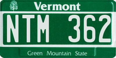VT license plate NTM362