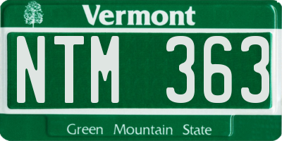 VT license plate NTM363