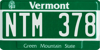 VT license plate NTM378