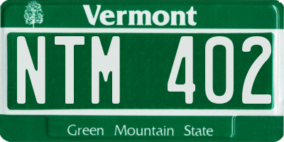 VT license plate NTM402