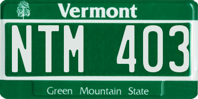 VT license plate NTM403