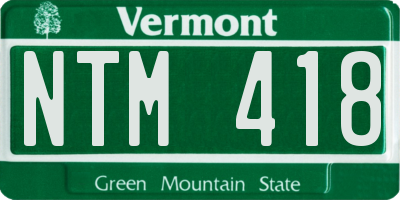 VT license plate NTM418
