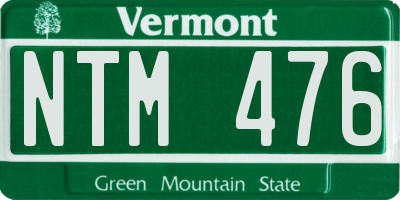 VT license plate NTM476