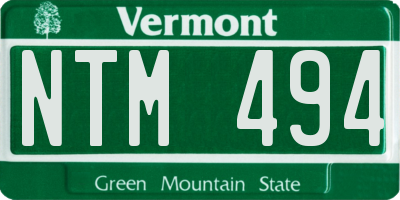 VT license plate NTM494