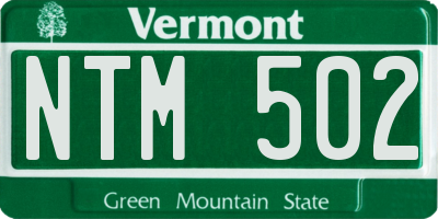 VT license plate NTM502