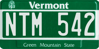 VT license plate NTM542