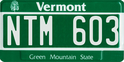 VT license plate NTM603