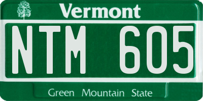 VT license plate NTM605