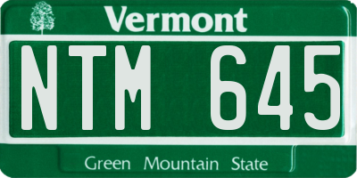 VT license plate NTM645