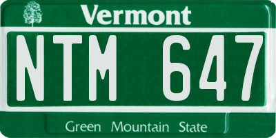 VT license plate NTM647