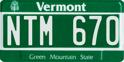 VT license plate NTM670
