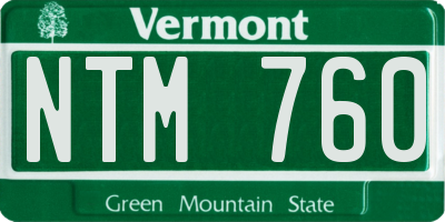 VT license plate NTM760