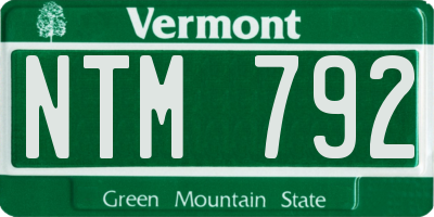 VT license plate NTM792