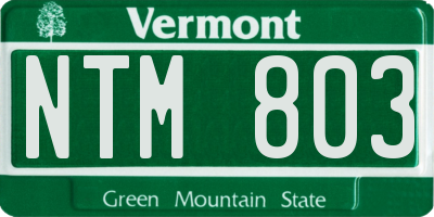 VT license plate NTM803