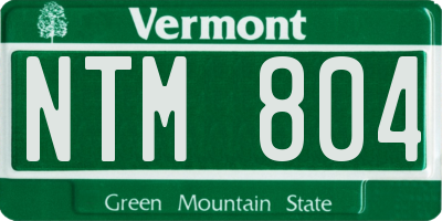 VT license plate NTM804