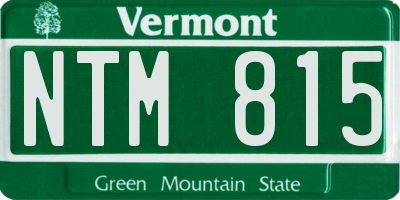 VT license plate NTM815