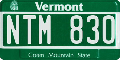 VT license plate NTM830