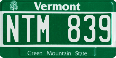 VT license plate NTM839
