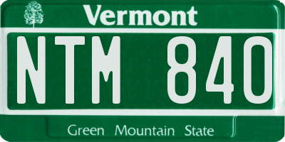 VT license plate NTM840