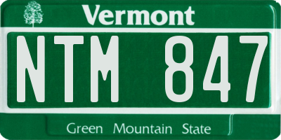 VT license plate NTM847