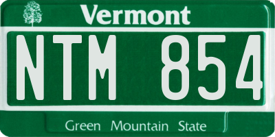 VT license plate NTM854