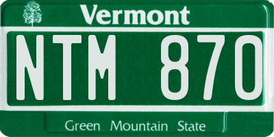 VT license plate NTM870