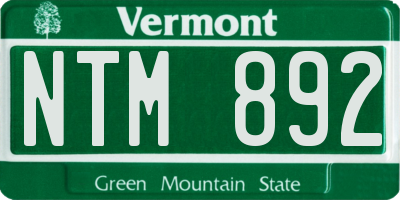 VT license plate NTM892