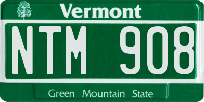 VT license plate NTM908