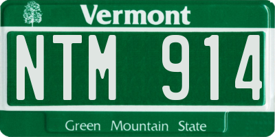VT license plate NTM914