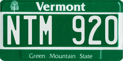 VT license plate NTM920
