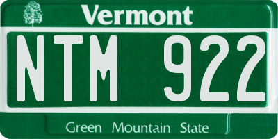VT license plate NTM922