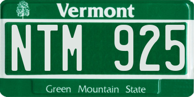 VT license plate NTM925