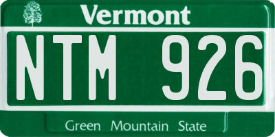 VT license plate NTM926