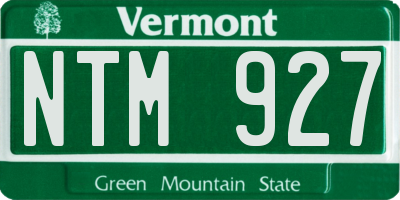 VT license plate NTM927