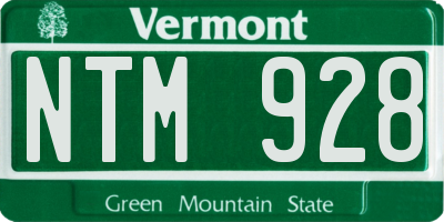 VT license plate NTM928
