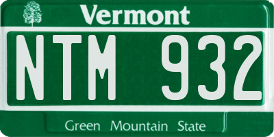 VT license plate NTM932