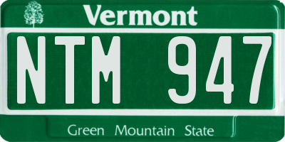 VT license plate NTM947